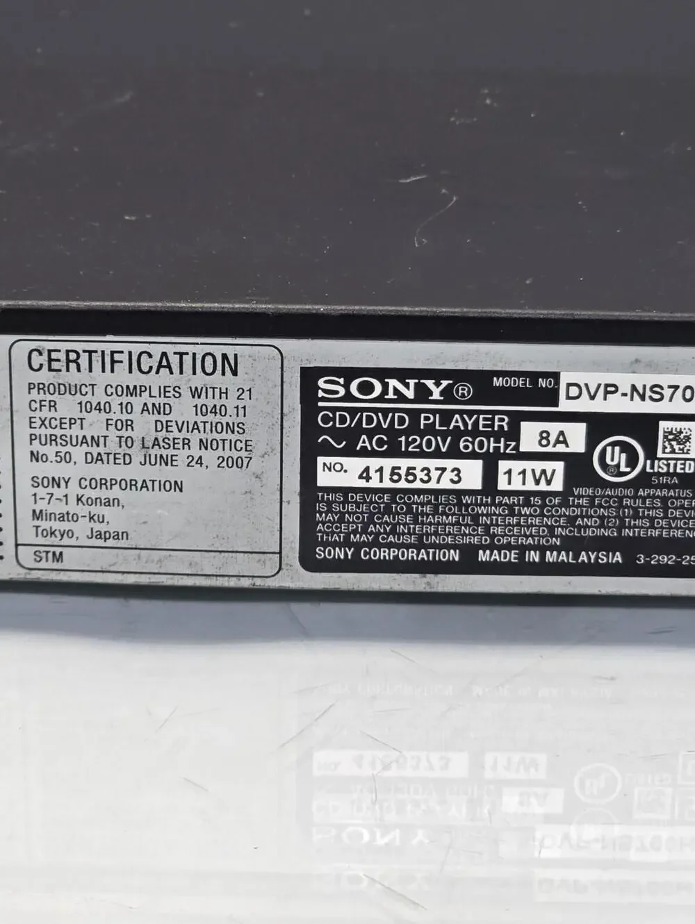 Sony DVP-NS700H HDMI DVD CD MP3 DVD-R Player 1080p Dolby DTS Tested